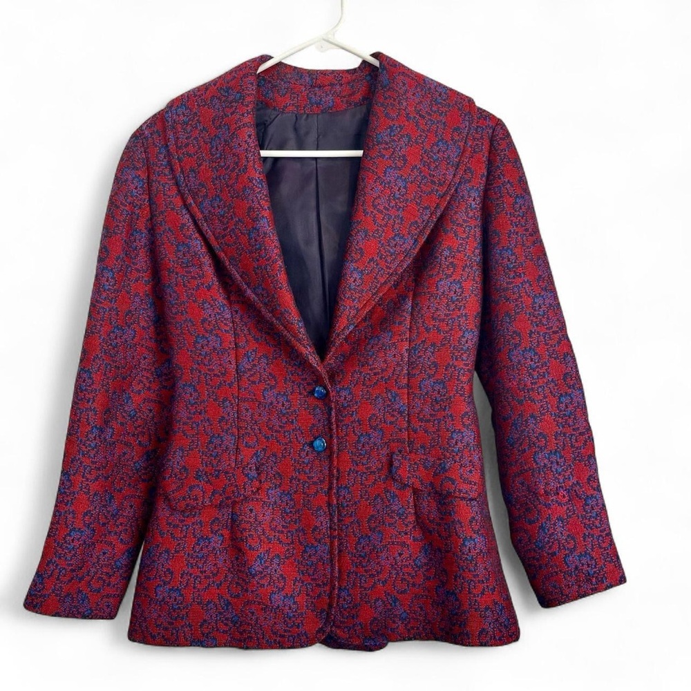 Vintage Embroidered Blue Red Women’s‎ Blazer Gothic Witchy Whimsygoth XS